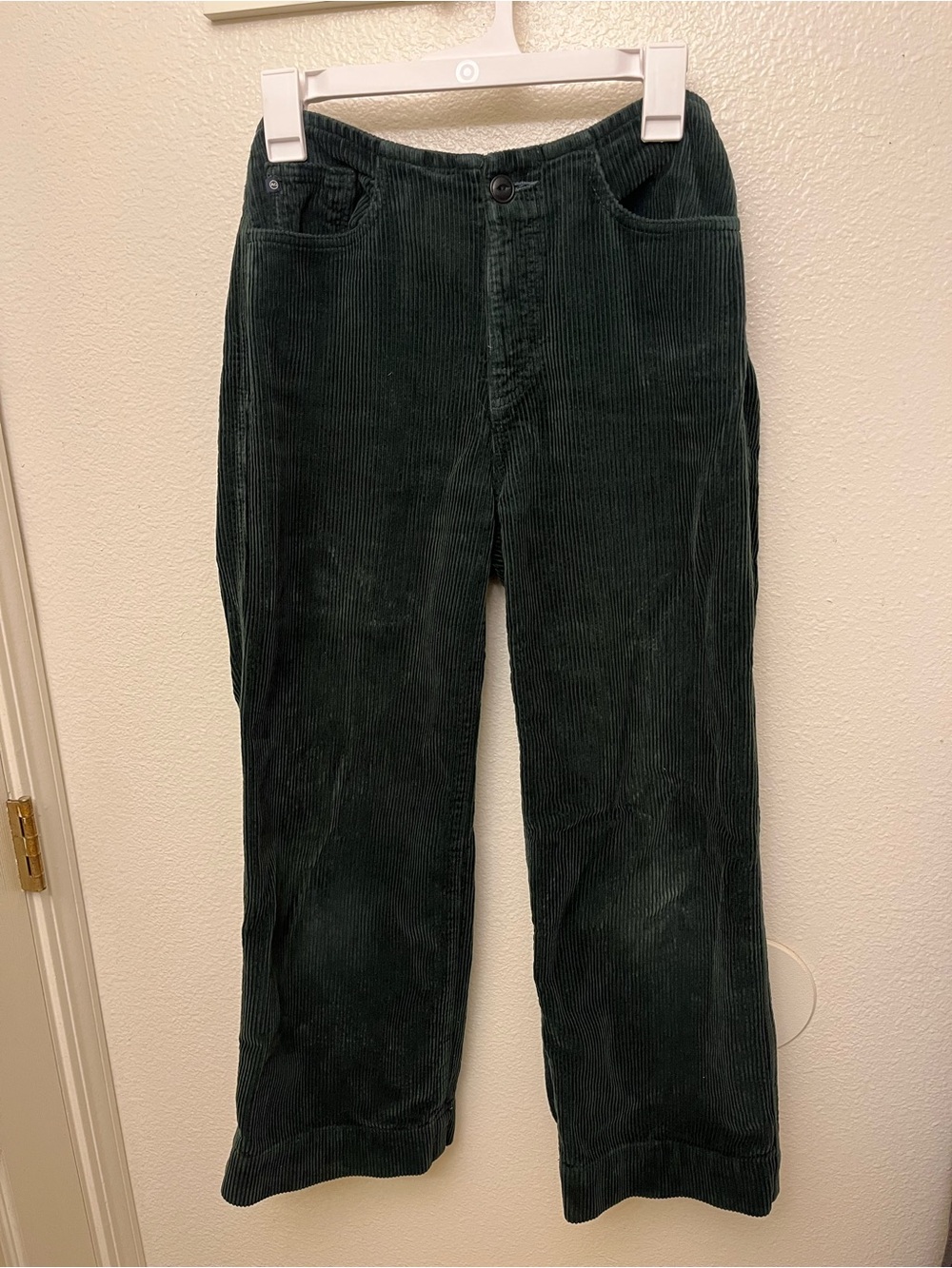 AG Adriano Goldschmied Forest Green Corduroy Cropped Pants